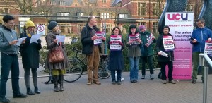 UCU members singing job security carols