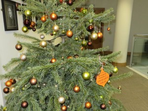 job security Christmas bauble on the Ziff building level 13 Christmas tree